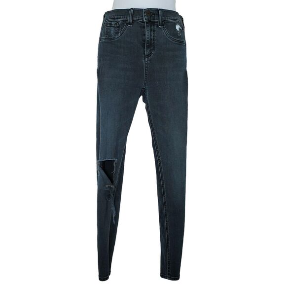Rag & Bone Women Jeans Sz 26 Distressed Stretch Destroyed Steele Black - Picture 1 of 11